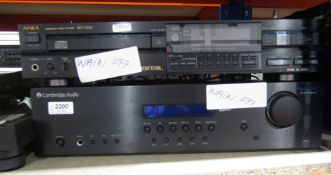 An Ariston Q-Deck turntable with an Aiwa XC-001 CD player and a Cambridge Audio Topaz SR10 amplifier