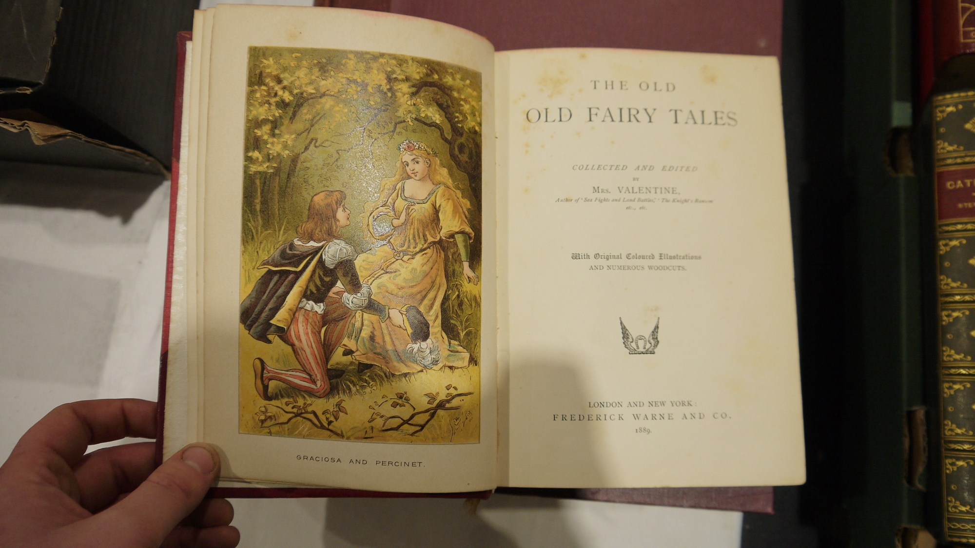 Bindings , various, to include 'Old Old Fairy Tales' , half morocco with raised bands, compartments, - Image 4 of 7