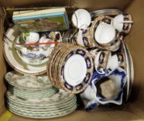 Pair of large Japanese imari pattern vases of baluster form, a Lawleys Norfolk pottery part tea