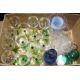 Set of 14 green stemmed hock glasses, a small quantity of irridescent and milk glass bowls and - Image 2 of 4