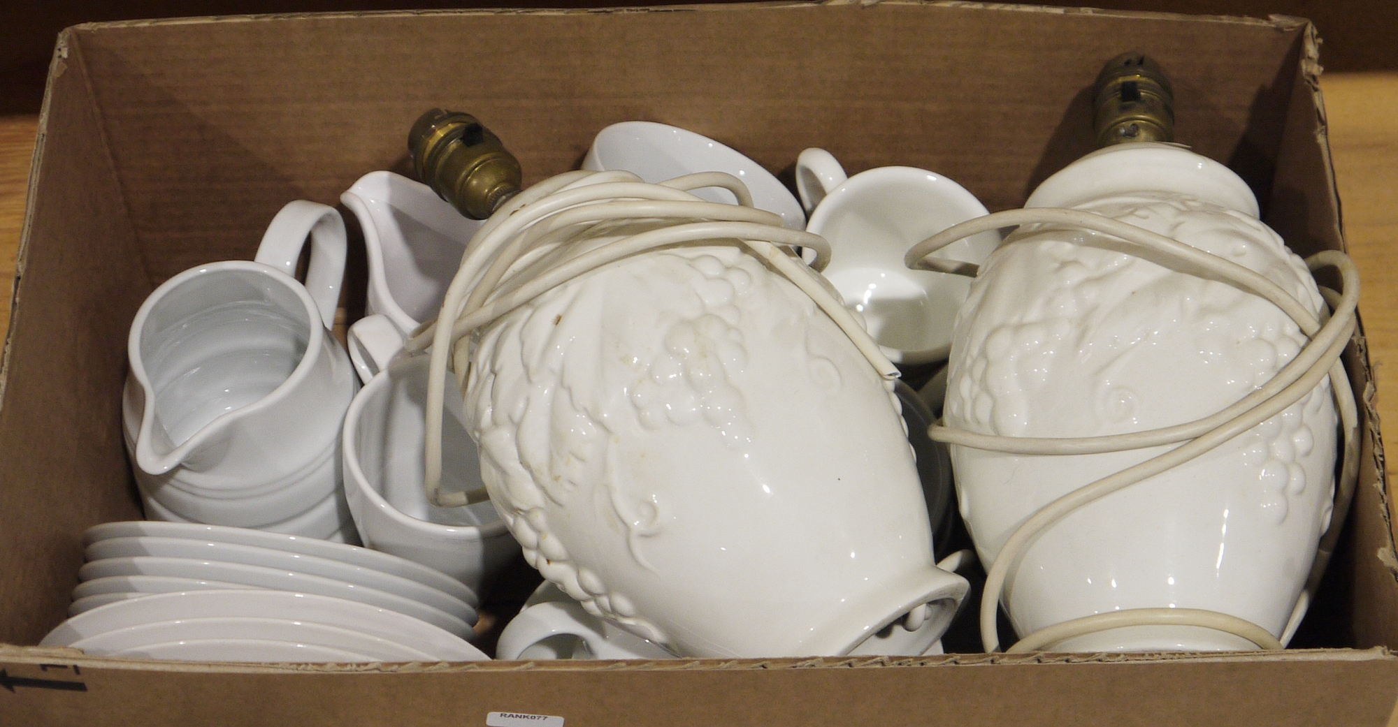LOT WITHDRAWN Royal Worcester Evesham coffee pot, two white glazed table lamps and further - Image 2 of 3