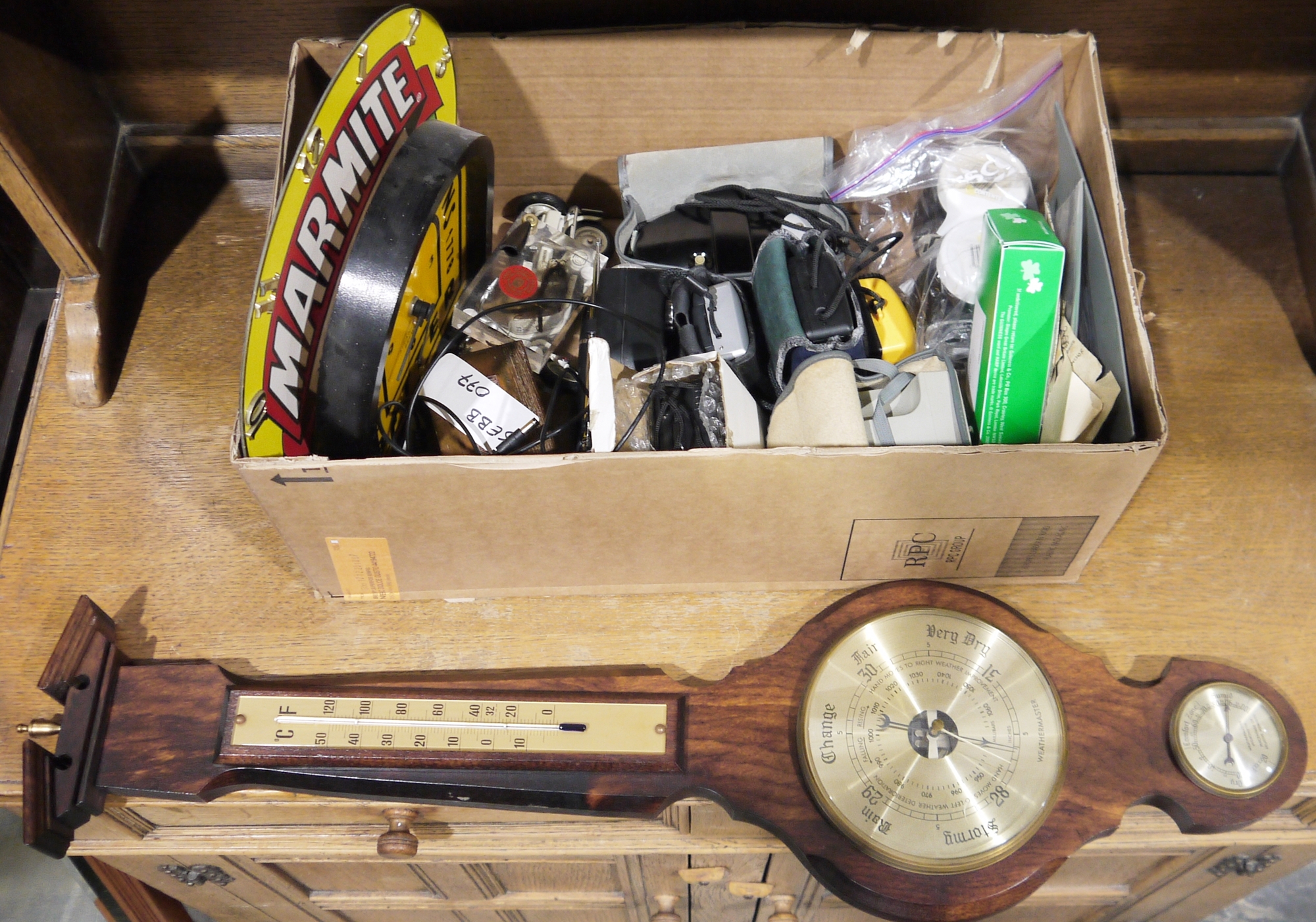 Two German pottery tankards, a wooden barometer, a vintage Kodak Brownie 127 camera, a vintage Kodak - Image 3 of 3