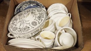 LOT WITHDRAWN A set of Spode Copeland blue and white china coffee cups and saucers, a Portmeirion