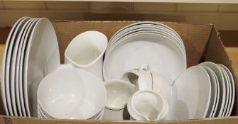 LOT WITHDRAWN Royal Worcester Evesham coffee pot, two white glazed table lamps and further