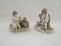 Assembled set of Meissen figures from the labours of Cupid, late 19th century, blue cross swords