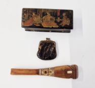 Japanese lacquered rectangular section small box and cover, 11cm wide, Meiji period (1868-1912),