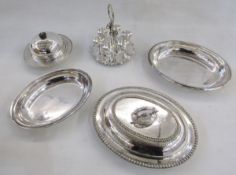 EPNS breakfast set of six eggcups, spoons missing, muffin dish, two lidded serving dishes and