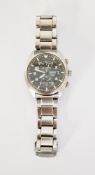 Gentleman's Seiko chronograph 100m wristwatch, model 7T94-0BR8, the dial having baton hour markers