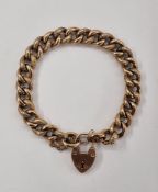 9ct rose gold curb link bracelet with floral engraving and padlock clasp, 17.3g