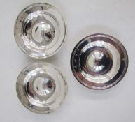 Three Elizabeth II small silver ashtrays, each of circular form, hallmarked London, 1980, makers