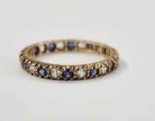9ct gold, sapphire and white stone eternity ring size P, gross weight approx. 2g