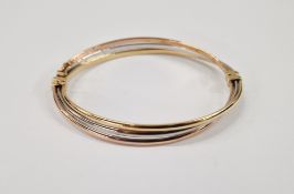 Gemporia 9ct three-colour gold bangle, 6.6g