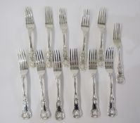 Set of six Victorian silver table forks, kings pattern, various dates, Exeter 1856 and Exeter