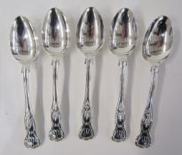 Set of five silver dessert spoons, kings pattern, Sheffield 1904, makers Walker & Hall, 10ozt