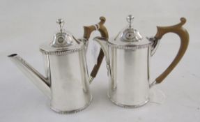 George V silver teapot and a hot-water jug and cover, the hot-water jug hallmarked London, 1911, and