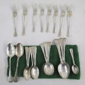 Silver flatware service, hallmarked Sheffield 1927 and maker's mark of Asprey & Co Ltd, comprising