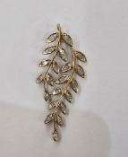 9ct gold and diamond double-leaf spray pendant