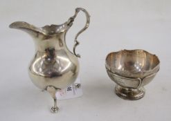 Small silver sugar bowl with serpentine edge, panelled body on circular foot, 6 cm diam x 5 cm h,