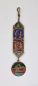 Egyptian enamelled metal pendant watch fob