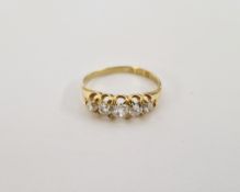 18ct gold and diamond five stone dress ring, set five old cut diamonds size R