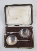 Pair of fruit spoons, cased, hallmarked London, early 20th century, makers marks for Holland,
