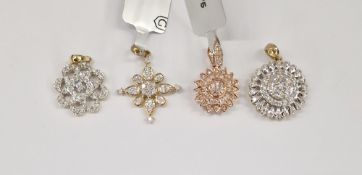 Three 9ct gold and diamond pendants and one 18ct gold and diamond pendant - all Gemporia (4)