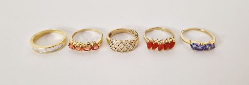 18ct gold and diamond half eternity style ring with baguette shaped diamonds size P1/2, gold and