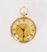 Late Victorian 18ct gold cased pocket watch, the outer case adorned with ornate engraved foliate