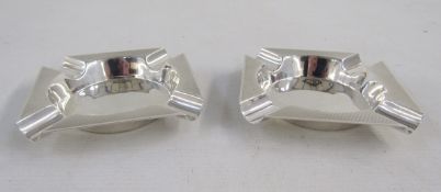Pair of Elizabeth II silver square section engine turned ashtrays, hallmarked Sheffield, 1953, gross