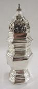 George VI silver sugar caster, of octagonal form, hallmarked London 1940, by Boodle & Dunthorne,
