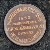 Cased Grand National, Saint Moritz 1926 gilt-metal 'First' medal for the 'Cresta Run, The Saint