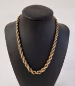 9ct gold heavy graduated rope necklace, 65.4 g approx, 44cm long approx.