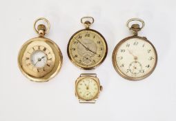 Early 20th century 9ct gold cased gent's wristwatch, the circular dial having Arabic numerals