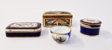 Meissen (Outside Decorated) miniature blue ground teacup, with cancelled blue cross swords marks,