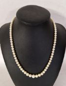 String of graduated cultured pearls with 9 ct gold clasp and gold plated glass-backed hair lockets