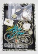 Quantity of assorted costume jewellery to include necklaces, brooches, bracelets, enamel and paste