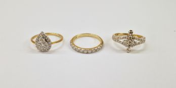 Three 9ct gold Gemporia diamond-set dress rings size P