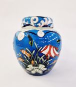 Moorcroft 'Coral Reef' pattern large ginger jar and cover, signed 'Sian Leeper', printed and