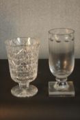 William Yeoward Crystal Lucia Hurricane glass along with a celery glass with hand cut star