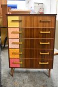 A vintage Zoe Murphy revived teak chest of drawers, signed to the back. H.112 x W.78 x D.47cm