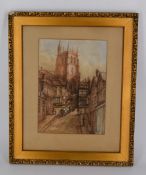 E.H. Gibbons (20th Century), a pair of framed and glazed watercolours, Traditional Street Scenes,