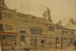 Simeon (Sim) Ward, watercolour of a 19th century street scene, signed Sim Ward. H.41 W.52cm.