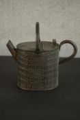 A Victorian alligator print copper miniature watering can. Impressed makers mark to base. (spout
