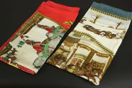 Two Hermes limited edition silk scarves: ''Marine et Cavalerie