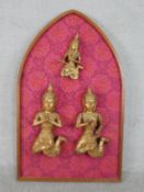 Three early 20th century carved and gilded Thai temple figures.