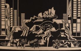 Linocut, untitled. 93cm x 69cm, unframed.