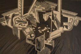 Linocut; Interior no. 3. 93cm x 69cm unframed.