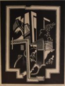Linocut, untitled. 74cm x 89cm, unframed.