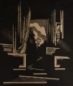 Linocut, untitled. 53cm x 80cm, unframed.
