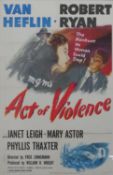 A 1940s film poster for Act of Violence, directed by Fred Zinnemann, starring Van Heflin and